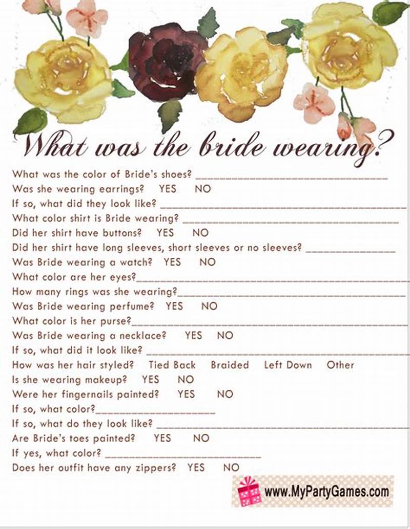 And The Bride Wore Game Free Printable