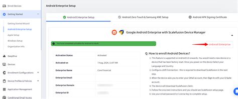 Android Enterprise device setup without password prompt