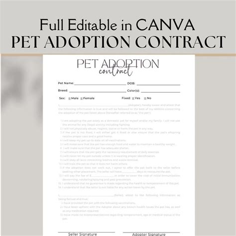 Animal Adoption Contract Template
