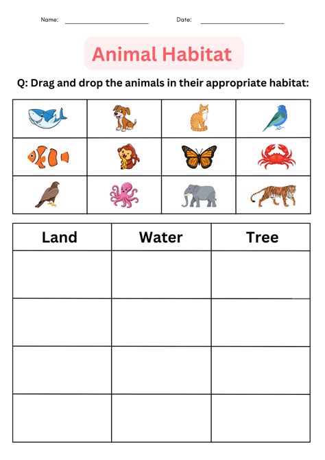 Animal Habitats Printable