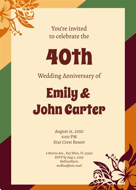 Anniversary Party Invitation Template