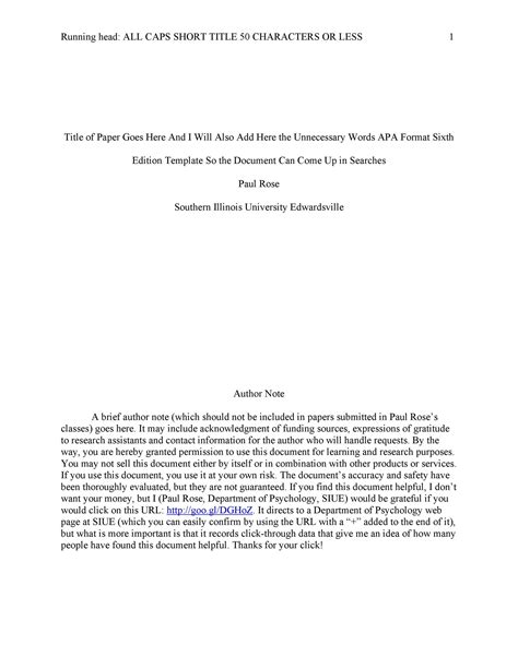 Apa Paper Format Template Word