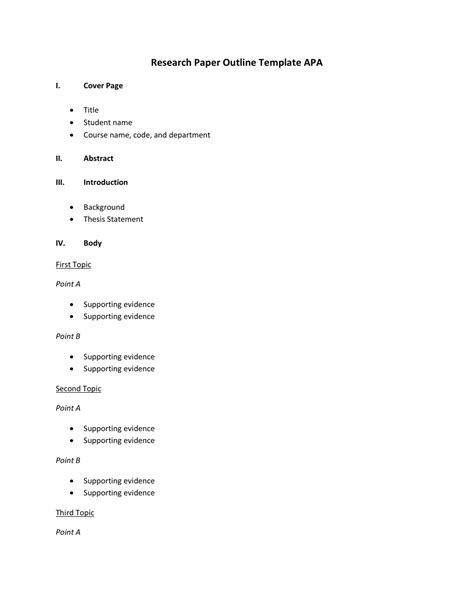 Apa Research Paper Outline Template