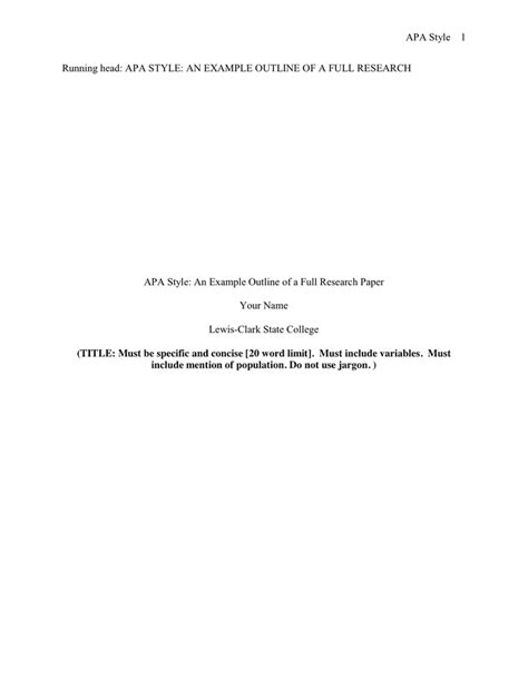 Apa Research Proposal Template