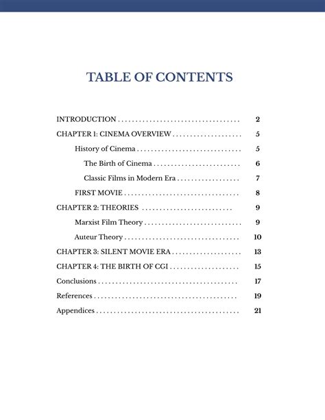 Apa Style Table Of Contents Template
