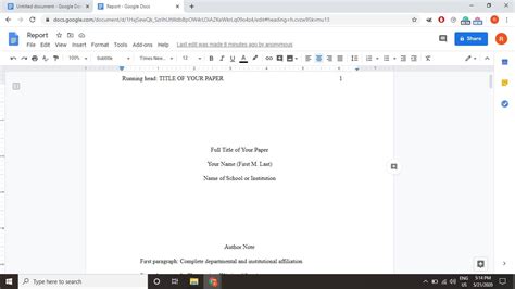 Apa Template Google Doc