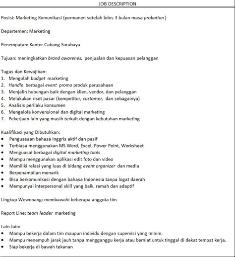 Apa itu Job Description