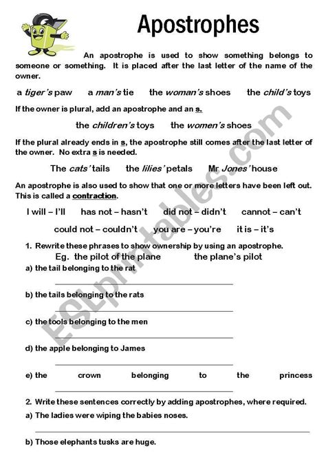 Apostrophe Worksheet