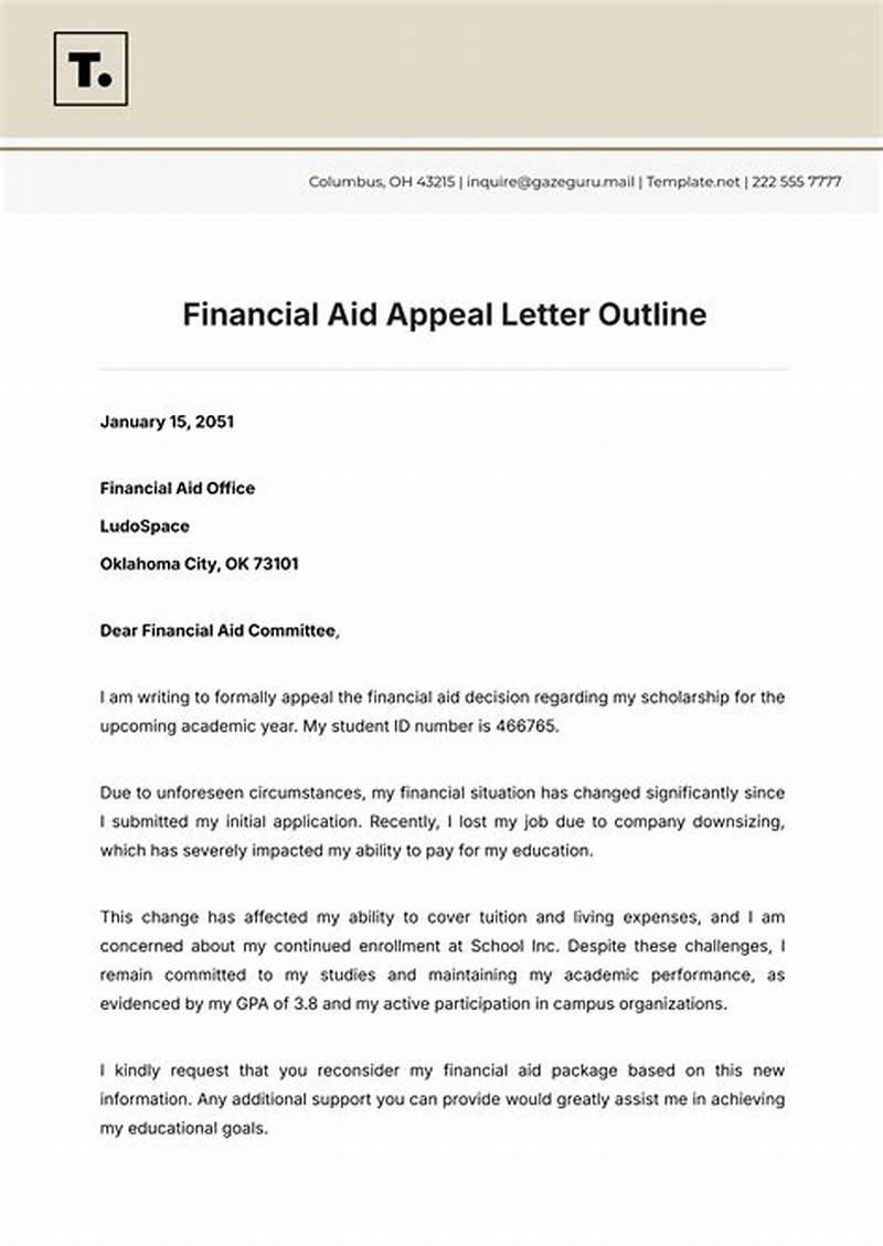 Appeal Form For Financial Aid Example