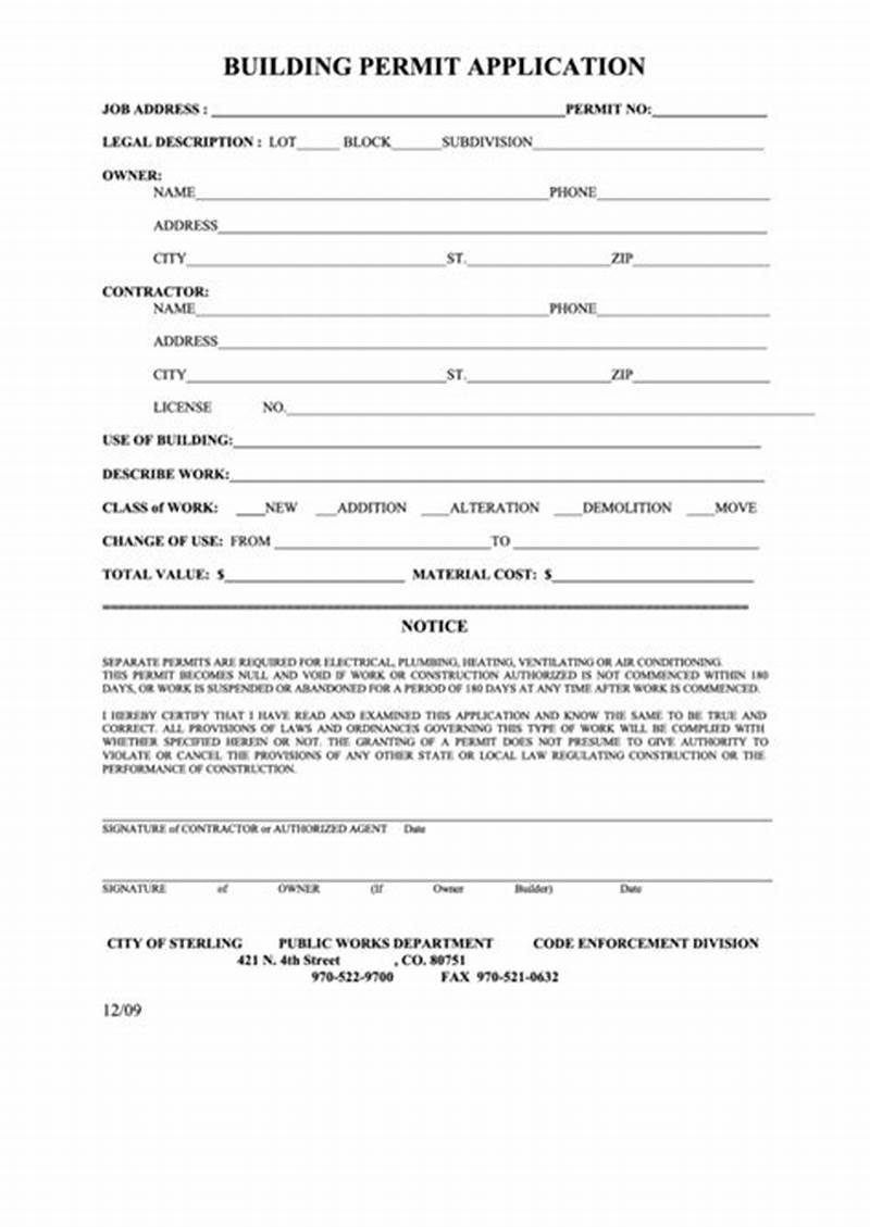 Application For Building Permit Form