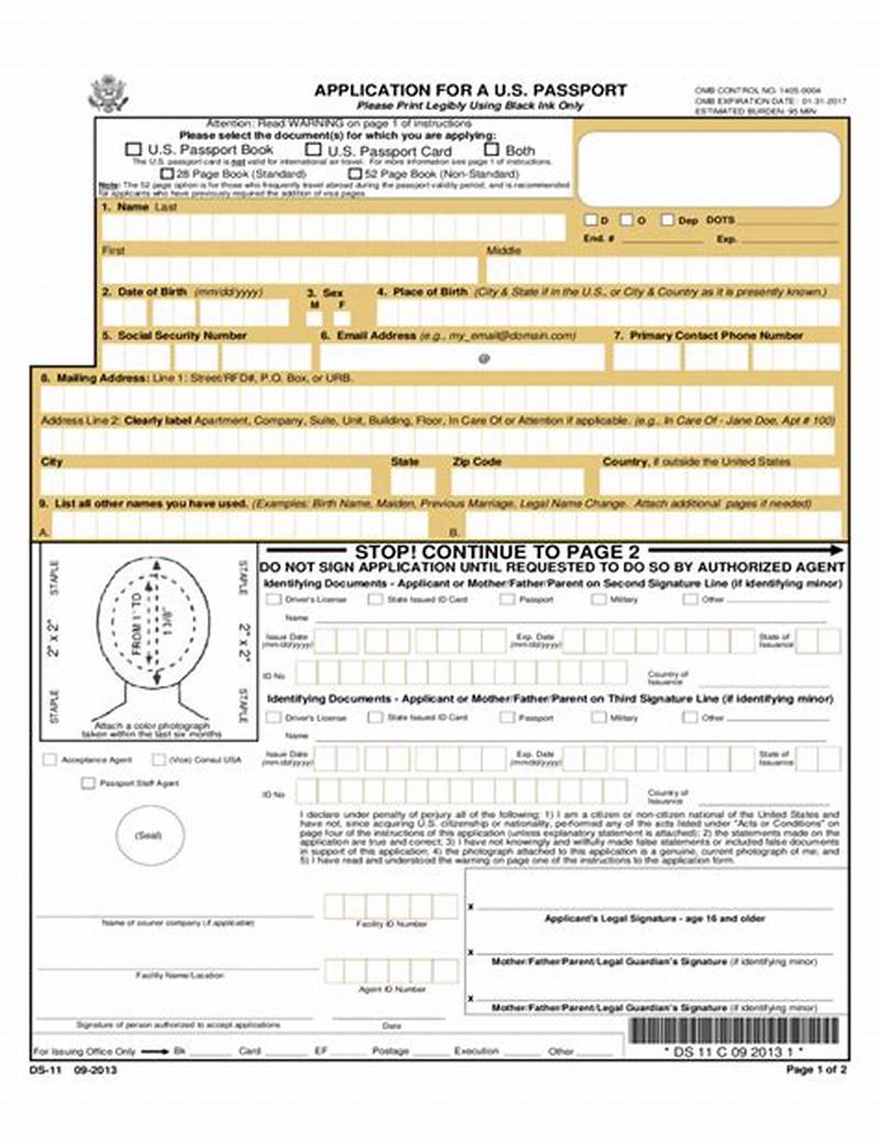 Application For Us Passport Form Example