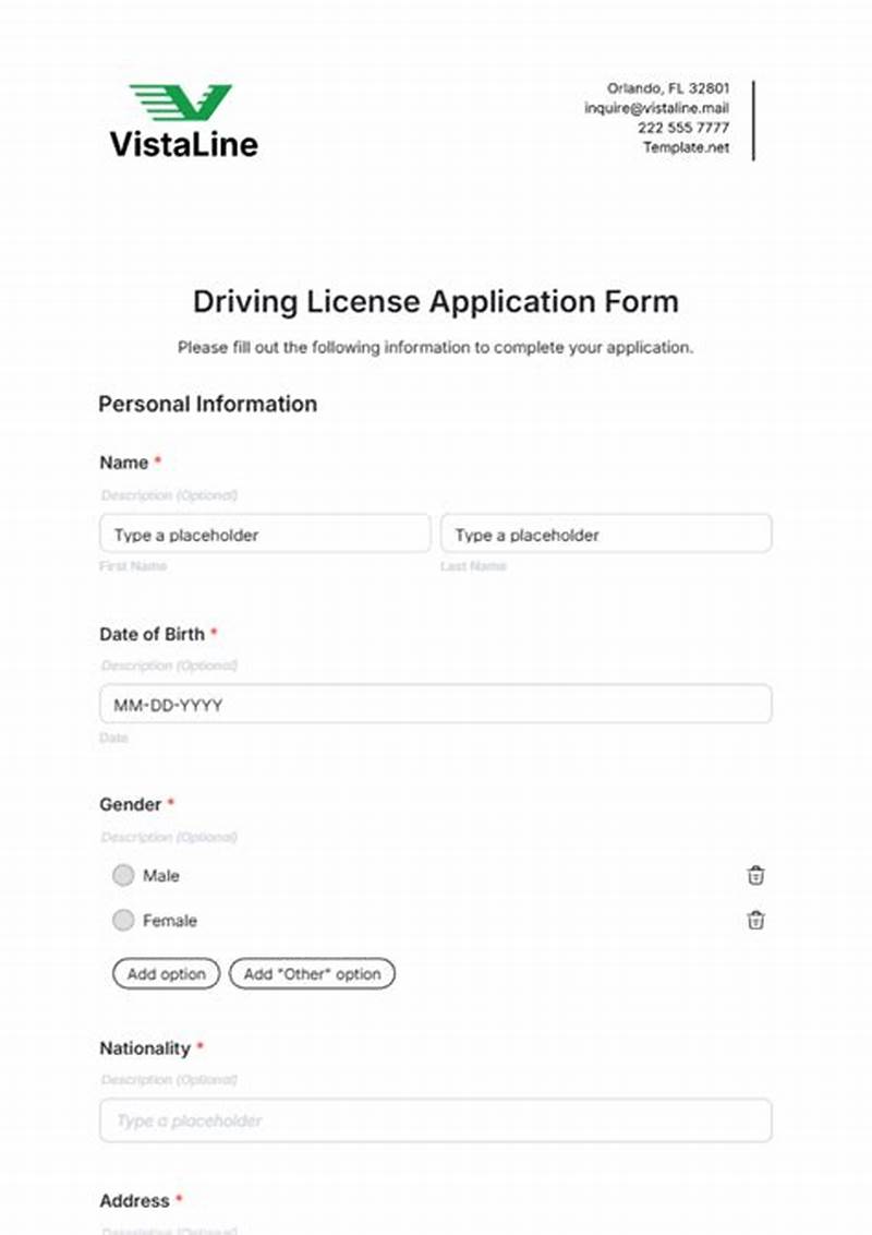Application Form For License