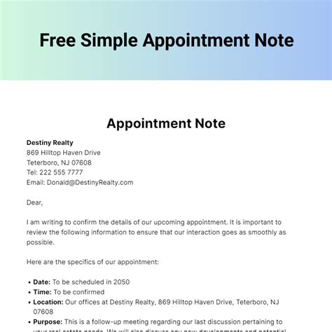 Appointment Notes Template