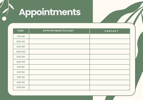 Appointment Schedule Template