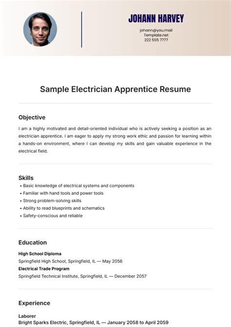 Apprentice Electrician Resume Template