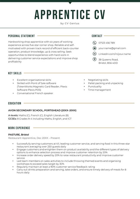 Apprenticeship Cv Template