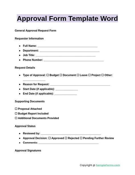 Approval Form Template Word