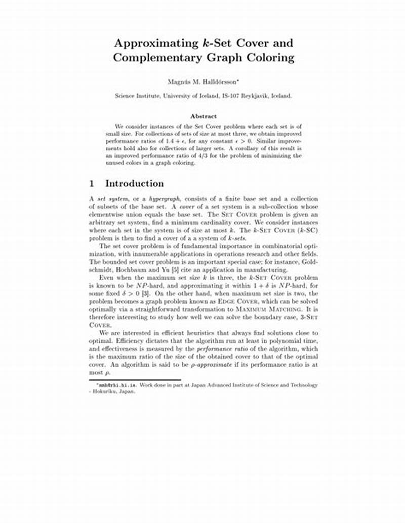 Approximating K-set Cover And Complementary Graph Coloring