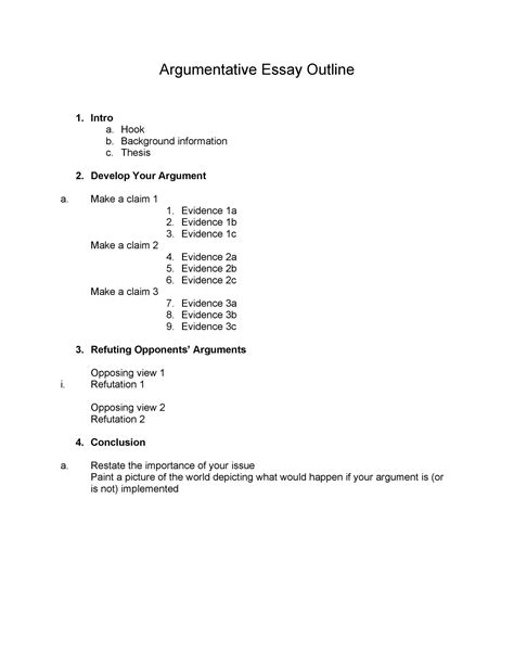 Argumentative Research Paper Outline Template