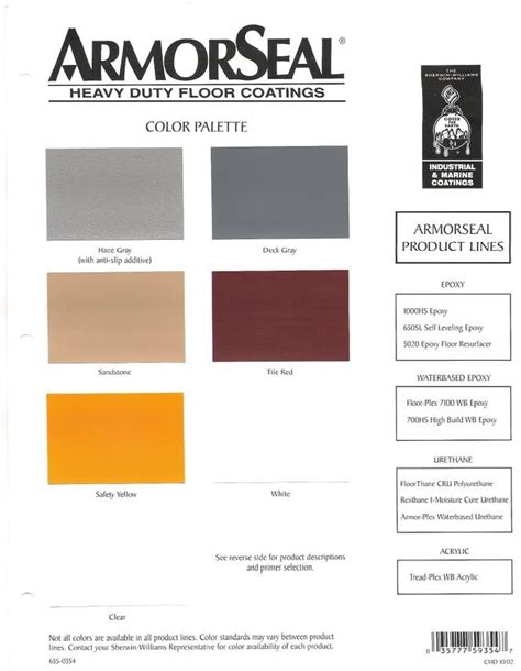 Armorseal 8100 Color Chart