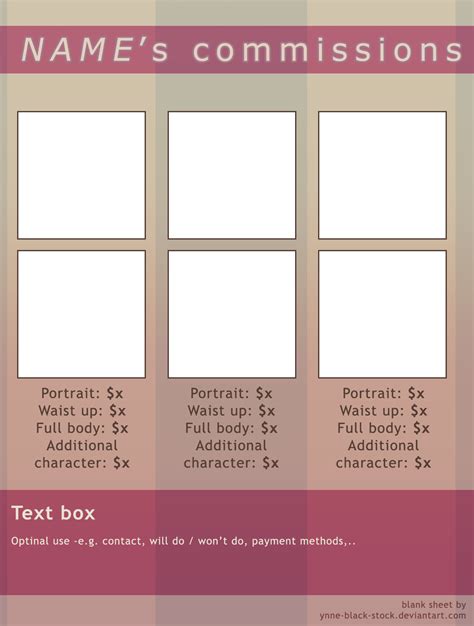 Art Commission Sheet Templates