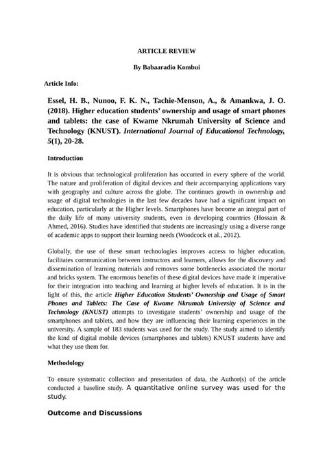 Article Review Template