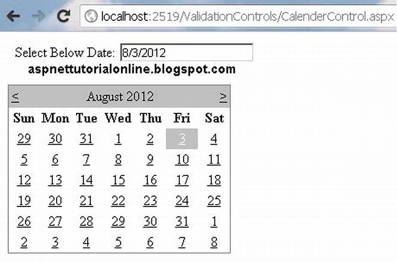 Asp Net Calendar Control Css Examples