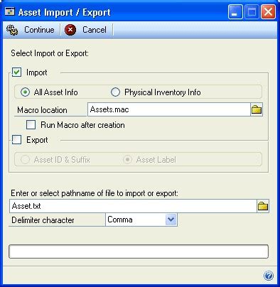 Asset Import Export Utility Dynamics GP