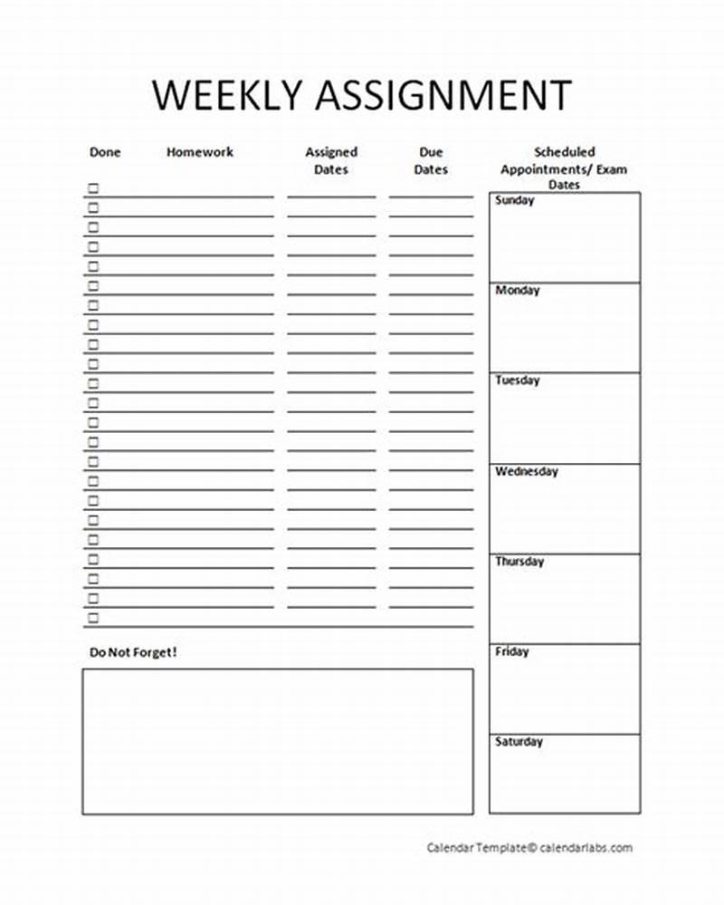 Assignment Calendar Printable
