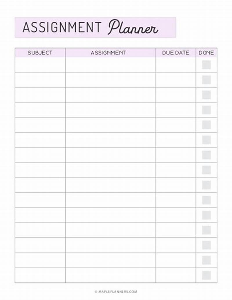 Assignment Planner Printable