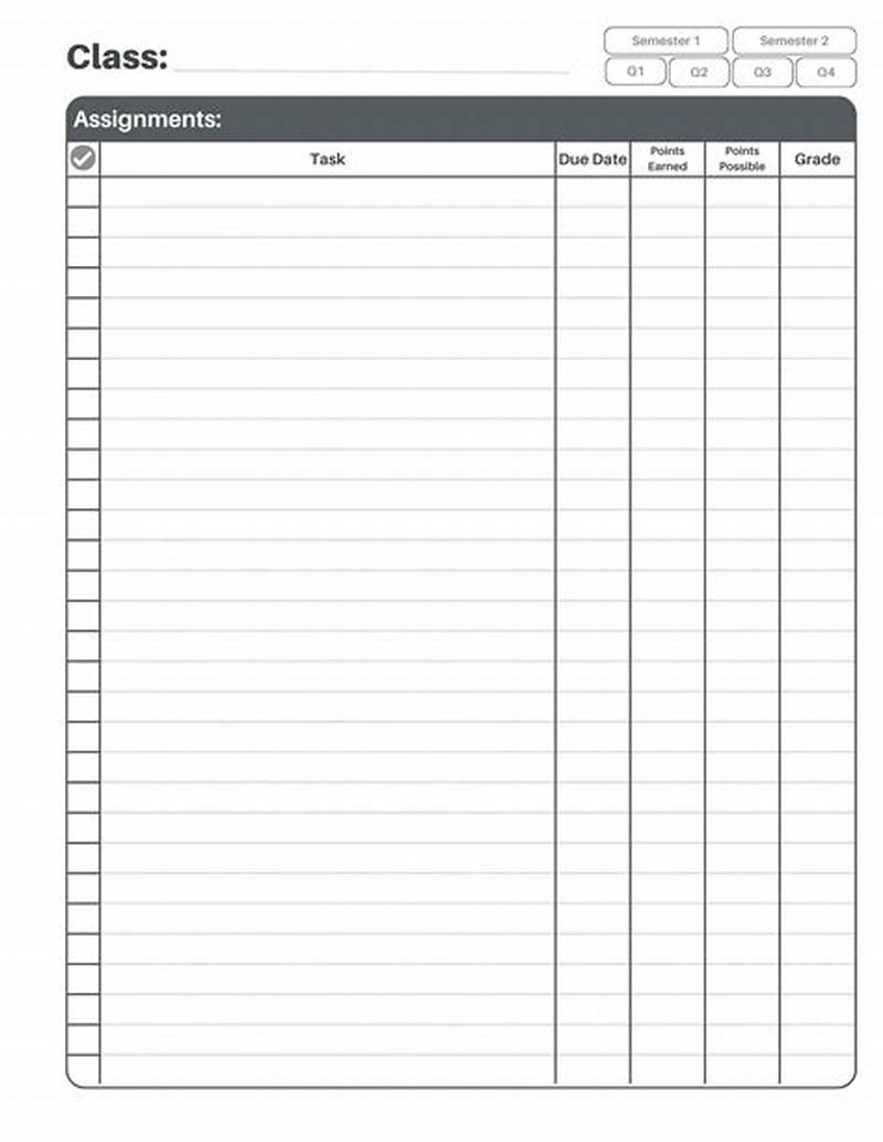 Assignment Sheet Printable