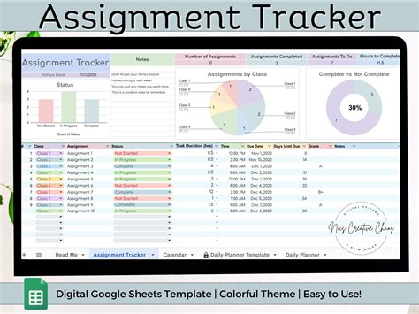 Assignment Tracker Google Sheets Template Free
