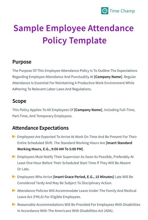 Attendance Policy Template