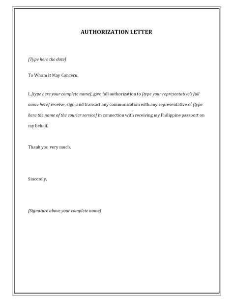 Authorization Letter Template Word