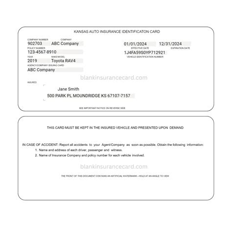 Auto Insurance Card Template