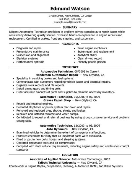 Auto Technician Resume Templates