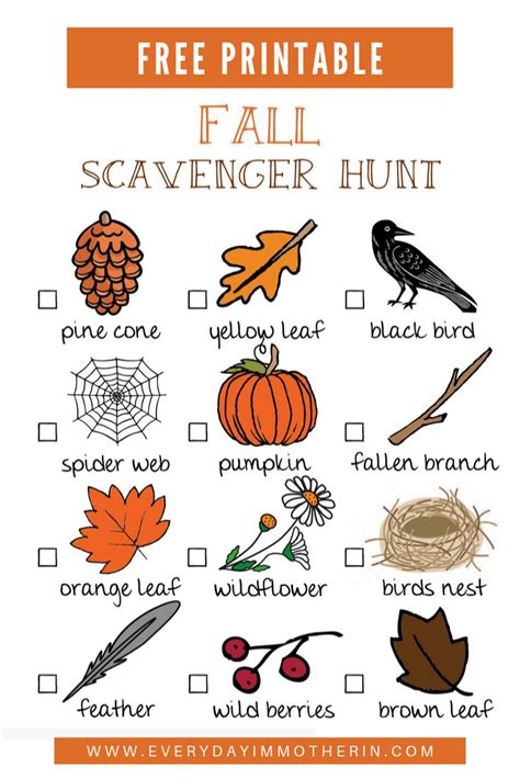 Autumn Scavenger Hunt Printable
