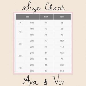 Ava & Viv Size Chart