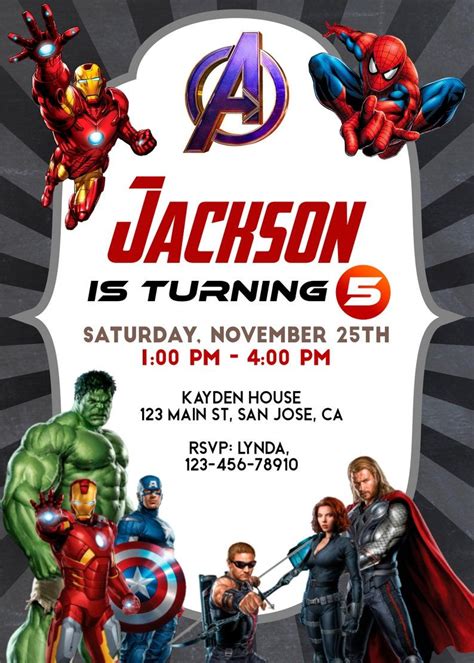 Avengers Birthday Invitations Templates Free