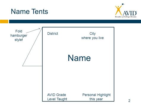 Avid Name Tent Template