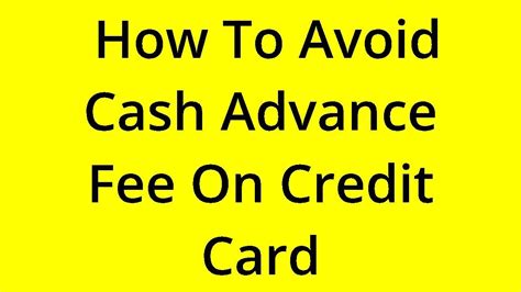 Avoid cash advances