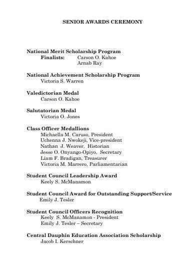 Awards Ceremony Program Template