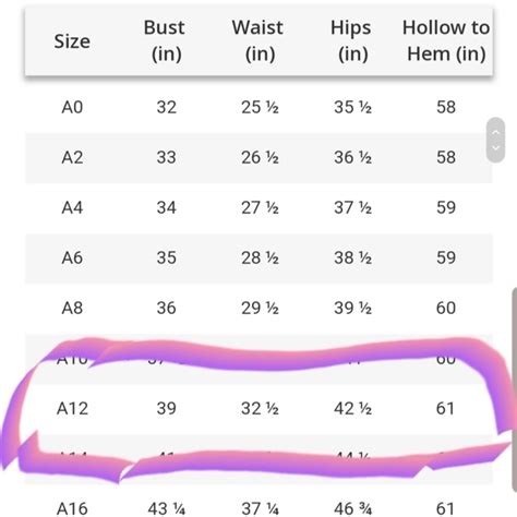 Azazie Dress Size Chart