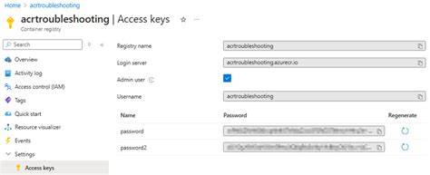 Azure ACR Access Keys