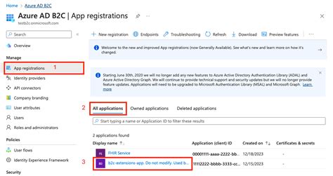 Azure AD B2C Applications Settings