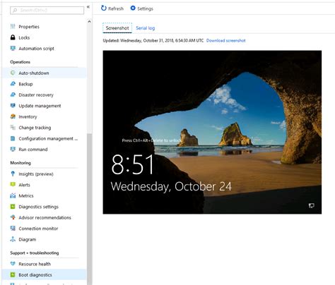 Azure VM Boot Diagnostics Screenshot