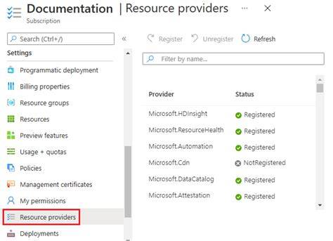 Azure resource provider registration
