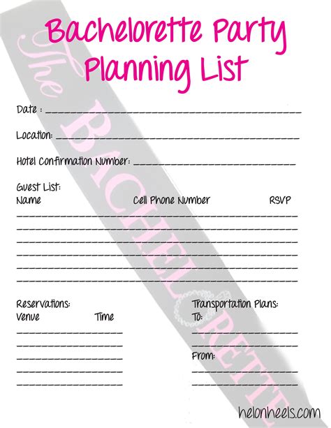 Bachelorette Party Planning Template