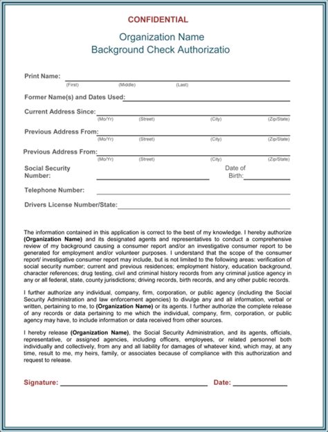 Background Check Authorization Template