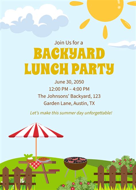 Backyard Party Invitation Template Free